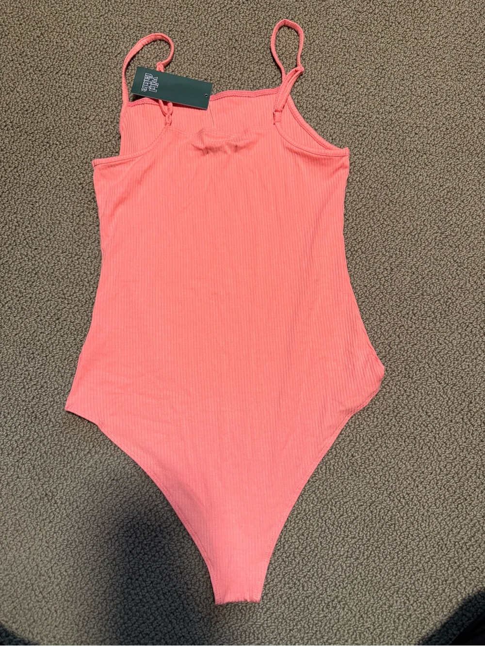 wild fable Coral Pink Ribbed Square-Neck Bodysuit - Picture 4 of 4